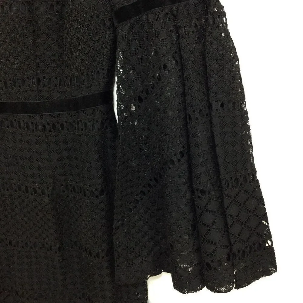 Antonio Melani Women Alfa Lace Bell Sleeve Cocktail Party Dress Black Size 0 NWT - Picture 3 of 11